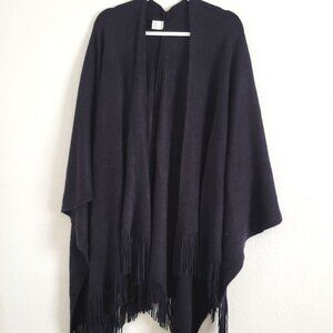 Worthington Womens  Black Shawl With Fringe  EUC